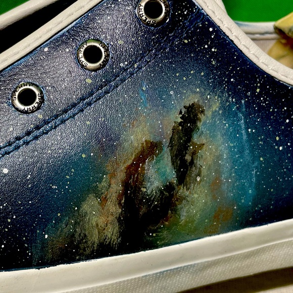 Custom painted Sperry Leather sneakers (galaxy/nebulae) - Picture 5 of 6